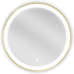 Mexen Esso oglindă baie iluminată, rotundă 60 cm, LED 6000K, anti-aburire, cadru auriu - 9825-060-060-611-50