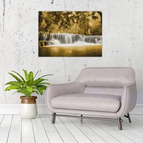 Tablou pe sticlă - Cascadă, de epocă (70x50 cm)