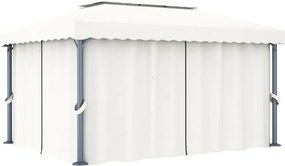 vidaXL Pavilion cu perdea, alb crem, 4 x 3 m, aluminiu