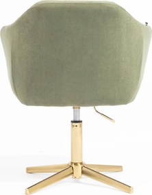 HR832CROSS Scaun Catifea Reiată Premium culoare verde salvie cu Bază Aurie