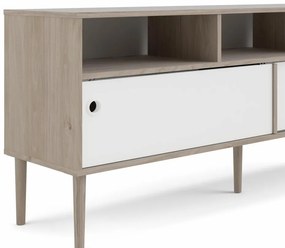 Comoda TV in decor de stejar Jackson Hickory Culoare alba, ELISEO