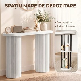 HOMCOM Consolă modernă îngustă cu spațiu ascuns, 103 cm, alb | Aosom Romania