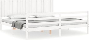 vidaXL Cadru pat cu tăblie 200x200 cm, alb, lemn masiv