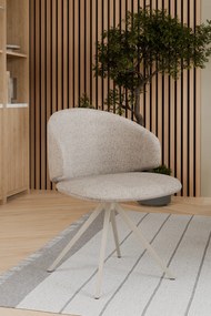 MAZZONI EXPORT NELA Bej Latte (material Monza 60)/picioare bej - SCAUN MODERN BOUCLÉ ROTATIV TAPIȚAT PENTRU SALON/LIVING/BIROU BOHO