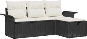 vidaXL Set de canapele pentru grădină cu pernă 4 pcs Rattan poli