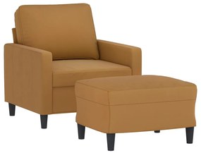 Fotoliu canapea cu taburet, maro, 60 cm, catifea Maro, 78 x 77 x 80 cm