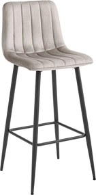 Scaun de bar POZZA VELVET cu picioare negre, bej