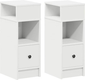 vidaXL Noptiere, 2 buc., cu sertar, alb, 25x31x66 cm
