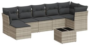 3217982 vidaXL Set mobilier de grădină cu perne, 8 piese gri deschis poliratan