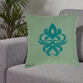 Perna Decorativa Ornament Turcoaz Fleur de Lis, 40x40 cm, Verde, Husa Detasabila, Perna Inclusa, BEKZ®