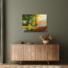 Tablou pe sticlă - Peisaj liniștit de toamnă (70x50 cm)