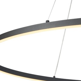 Lampă suspendată de design neagră ovală 120cm incl. LED cu 3 trepte de intensitate luminoasă - Ovallo