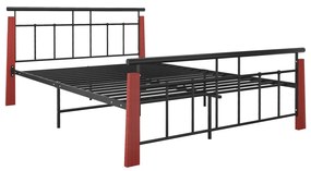 324893 vidaXL Cadru de pat,140x200 cm, metal și lemn masiv de stejar