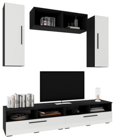 Living Kos V16, Negru/Alb Lucios, MDF, L 190 cm