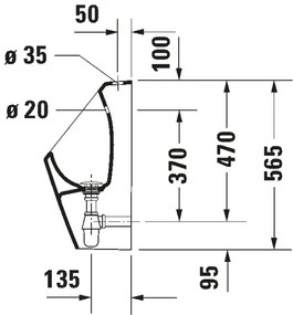 Duravit 828300000 - Pisoar D-CODE, racord superior, evacuare pe spate, ceramică/alb lucios