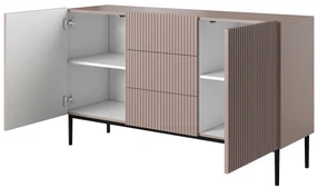 Comodă Nicole 150 cm cu trei sertare - MDF roz antichizat / picioare negre