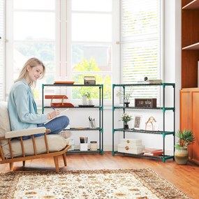 Outsunny Raft pentru Plante pe 4 Niveluri, Set de 2 Suporturi pentru Plante, din Oțel cu Catarame pentru Montaj Ușor, Expunere Ghivece Grădină și Balcon, 90x28x104 cm | Aosom Romania