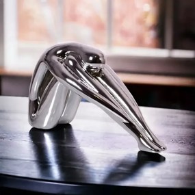 Decorațiune de masă din rășină cu finisaj crom lucios, 31x21x17 cm