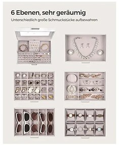 Cutie de bijuterii, Songmics, Alb, JBC138, 6 sertare