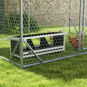 PawHut Cuibar pentru găini cu 3 compartimente, cu bază înălțată și acoperiș, din lemn și bitum, 95x37x34 cm, gri | Aosom Romania