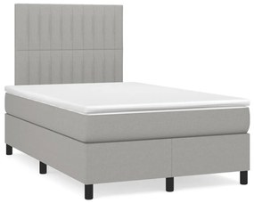 vidaXL Pat box spring cu saltea, gri deschis, 120x190 cm, textil