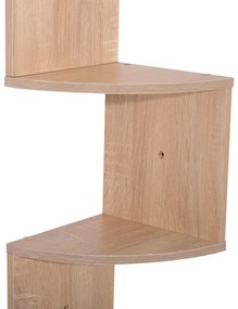 HOMCOM Raft de colț de perete pentru depozitare formă zigzag 20L x 20l x 126H cm 5 niveluri stejar deschis | Aosom Romania