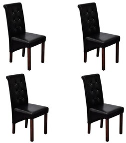 vidaXL Scaune de sufragerie, 4 buc., negru, piele ecologică