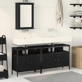 vidaXL Set de mobilier pentru baie 3 piese lemn prelucrat negru
