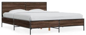 3280011 vidaXL Cadru de pat, stejar maro, 160x200 cm, lemn prelucrat și metal