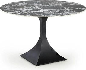 Masa MANUEL, negru, ceramica/metal, 120x120x77 cm