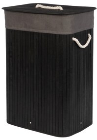 Coș de rufe negru din bambus, 80 l