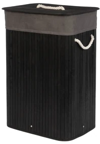 Coș de rufe negru din bambus, 80 l