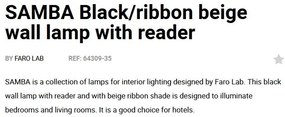 Aplica moderna design elegant SAMBA reader LED negru/bej