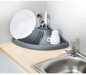 Scurgator de colt pentru vase Grey, Wenko, 9 x 35 x 50 cm, polipropilena, gri