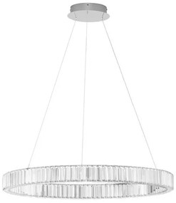 Lustra LED suspendata , dimabila, cristal design elegant AURELIA crom 80cm