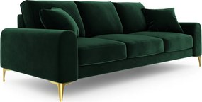 Canapea, Madara, Mazzini Sofas, 3 locuri, gold legs, 222x102x90 cm, catifea, verde bottle