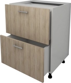 Corp Baza Lecce, 2 Sertare, Stejar Sonoma/Alb, 60 x 50 x 80 cm