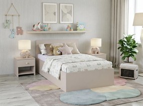 Pat SOFIA 90 x 200 cm, casmir bej Saltele: Cu saltele Coco Maxi 20 cm, Somiera pat: Cu lamele drepte