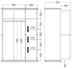 Șifonier gri 139x201 cm Paris – Tvilum