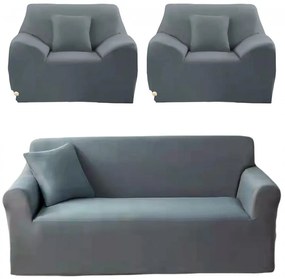 Set huse elastice, canapea 3 locuri + 2 fotolii, gri deschis, HES-01GD