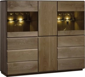 Bufet stejar masiv Serena, 157 × 41 × 135 cm - Fara iluminare