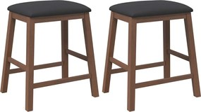 vidaXL Scaune de bar cu perne 2 buc din cauciuc din lemn masiv maro