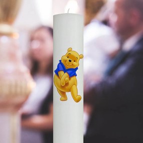 Lumanare Botez Winnie cu vesta albastra 4,5 cm, 30 cm