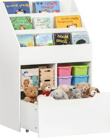 Biblioteca pentru Copii cu mai Multe Rafturi Suport de Organizare cu Sertar de Depozitare pentru Camera de Joaca, Alb HOMCOM | Aosom Romania