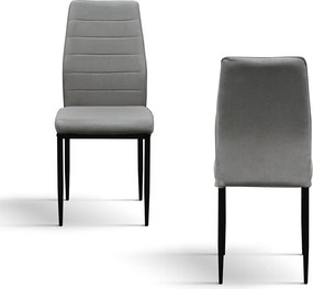 SET 4 Scaune Grig, tesatura, structura metalica - STANDARD - GRI