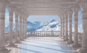 Fototapet - Zăpada și munții în peisajde țară (152,5x104 cm), în 8 de alte dimensiuni noi