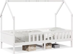 vidaXL Cadru pat tip casă pentru copii alb 90x200 cm lemn masiv de pin
