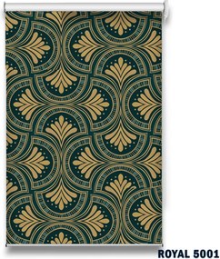 Roletă textilă Royal 5001 verde cu model auriu elegant