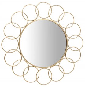Oglinda rotunda cu rama din metal aurie Creolo, aproximativ 2cm (L / D) x 80cm (W) x 80cm (H)