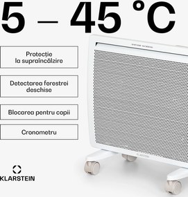 Klarstein Hot Spot Slimcurve Double Wave, încălzitor 2 în 1, 1000 W, cronometru săptămânal, alb